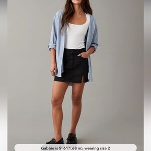 American Eagle black denim slit mini skirt